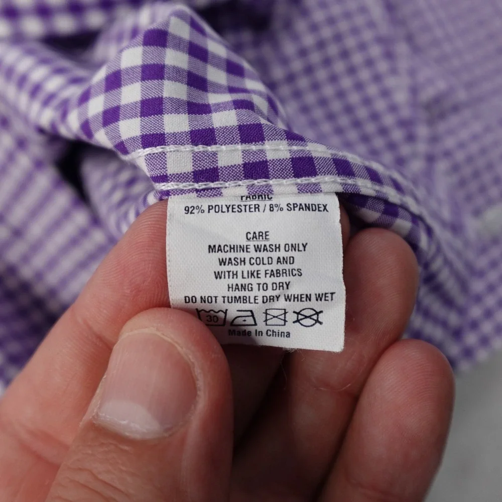 Lot of 2 State and Liberty Dress Shirts Mens Medium Check Plaid Stretch Athletic - Picture 8 of 16